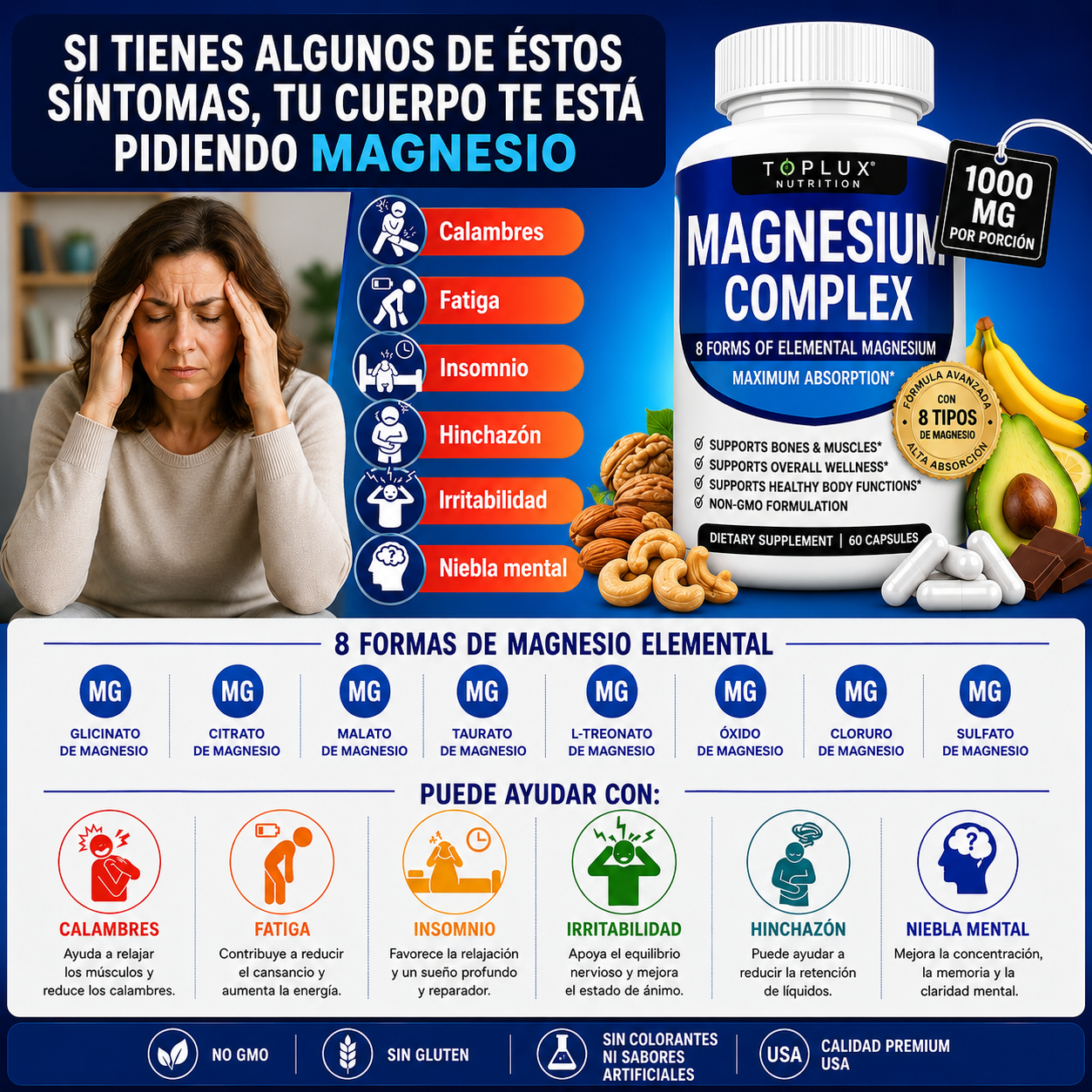 Magnesio Complex 8 Elementos 1000 MG