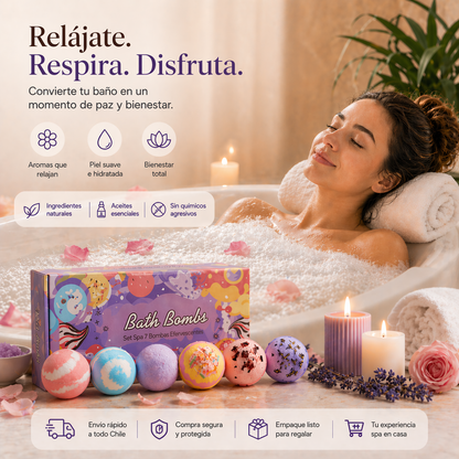 Set de 7 pcs Bombas Efervescentes Bañera
