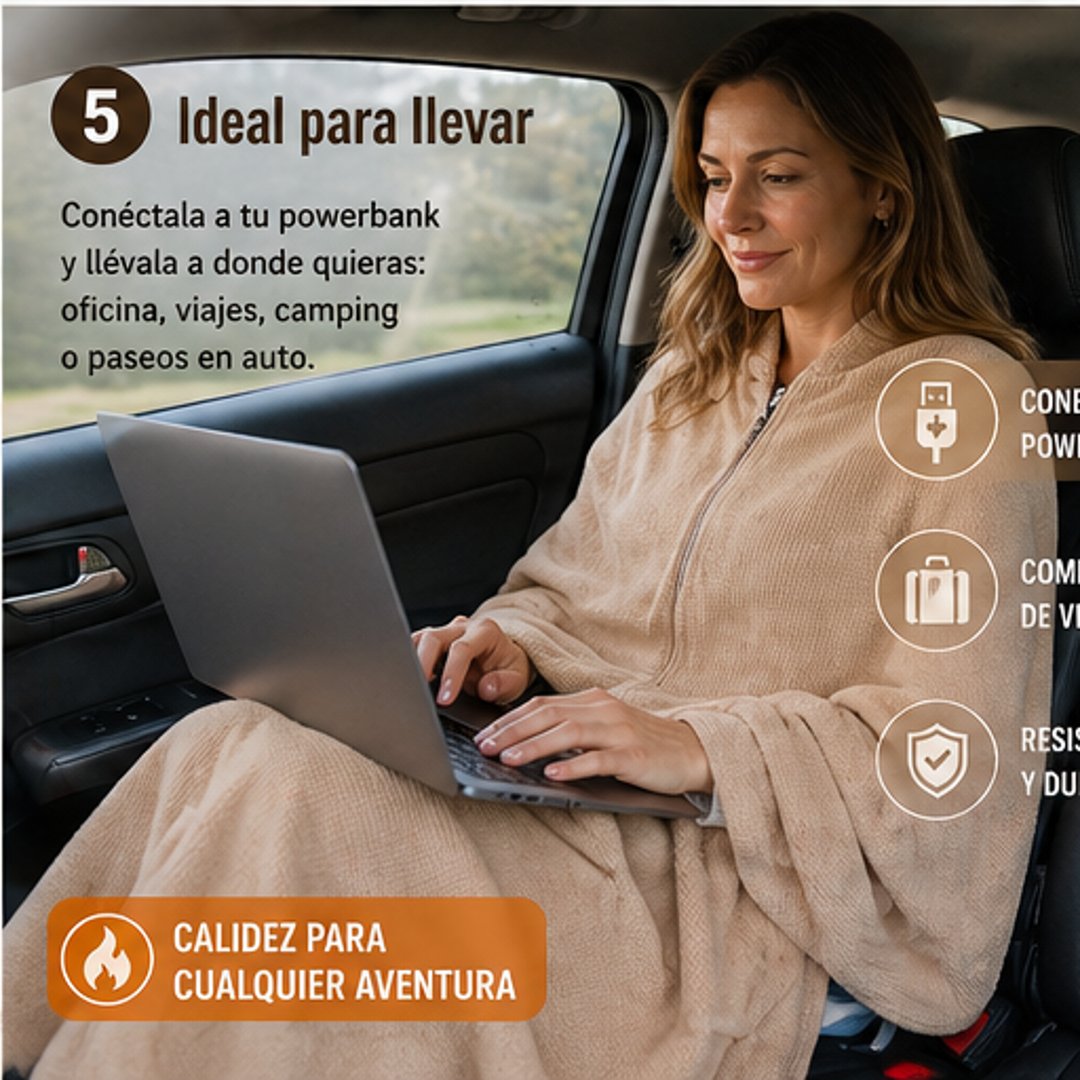 Manta Calefactora Eléctrica Carga USB